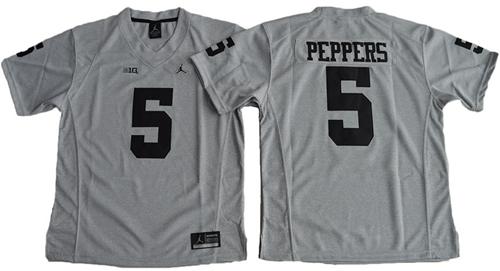 Wolverines #5 Jabrill Peppers Gridiron Gray II Women's Stitched NCAA Jersey